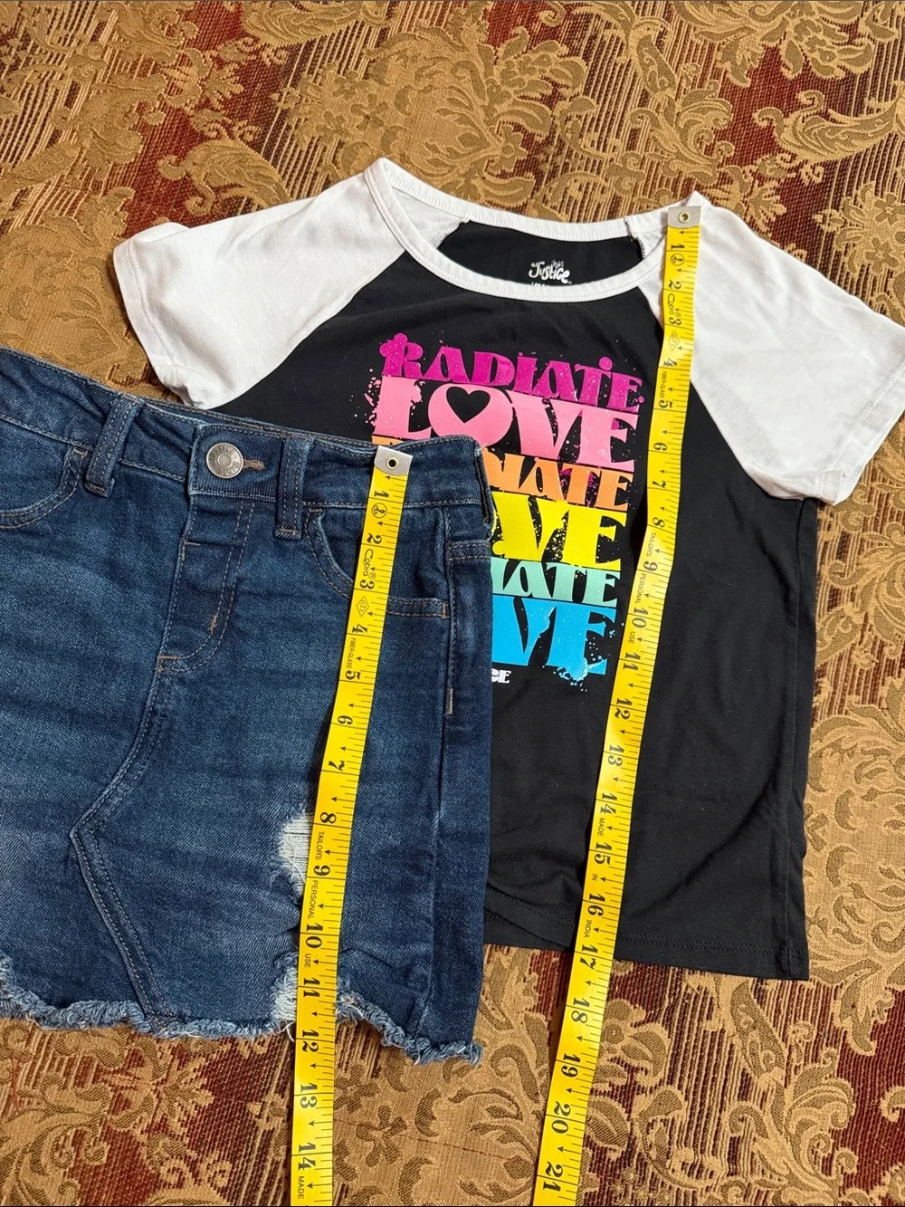 BUNDLE! Girls Size 8 - Justice Blue Denim SKORT and Justice Top